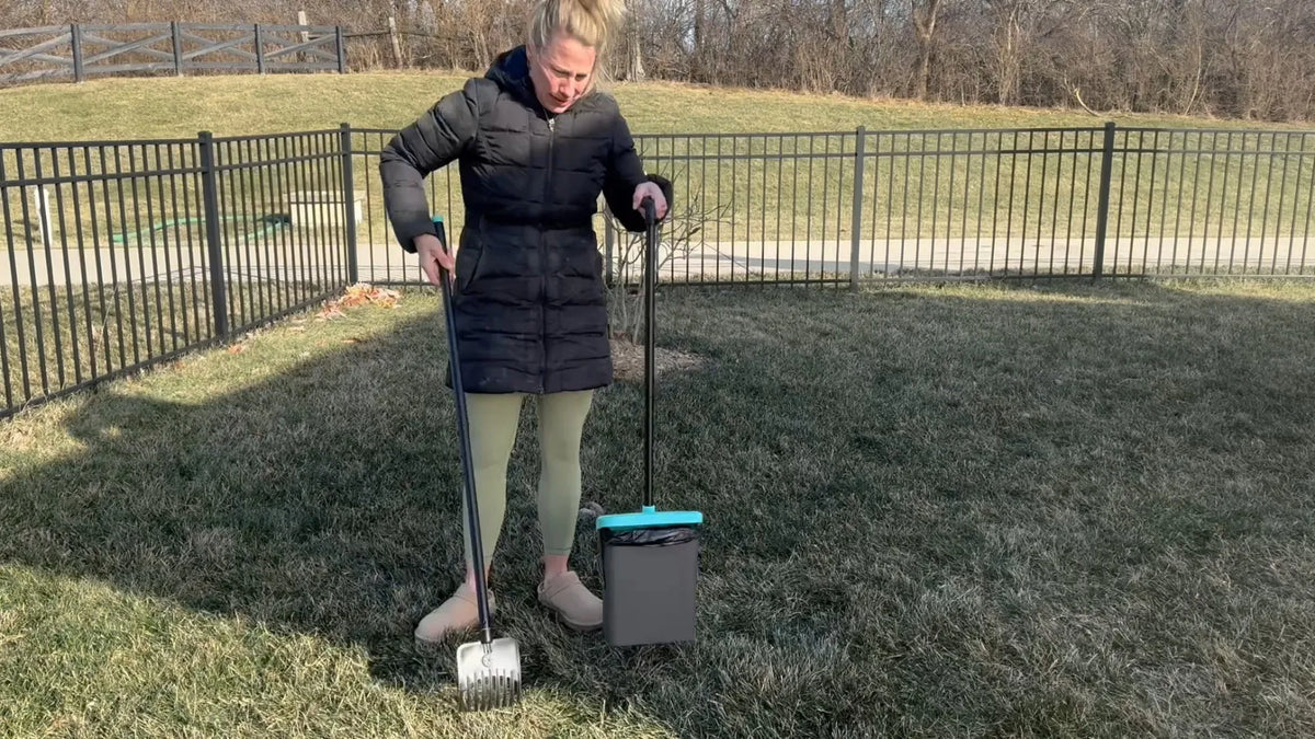 Long Handle Dog Pooper Scooper With Swivel Bin Rake