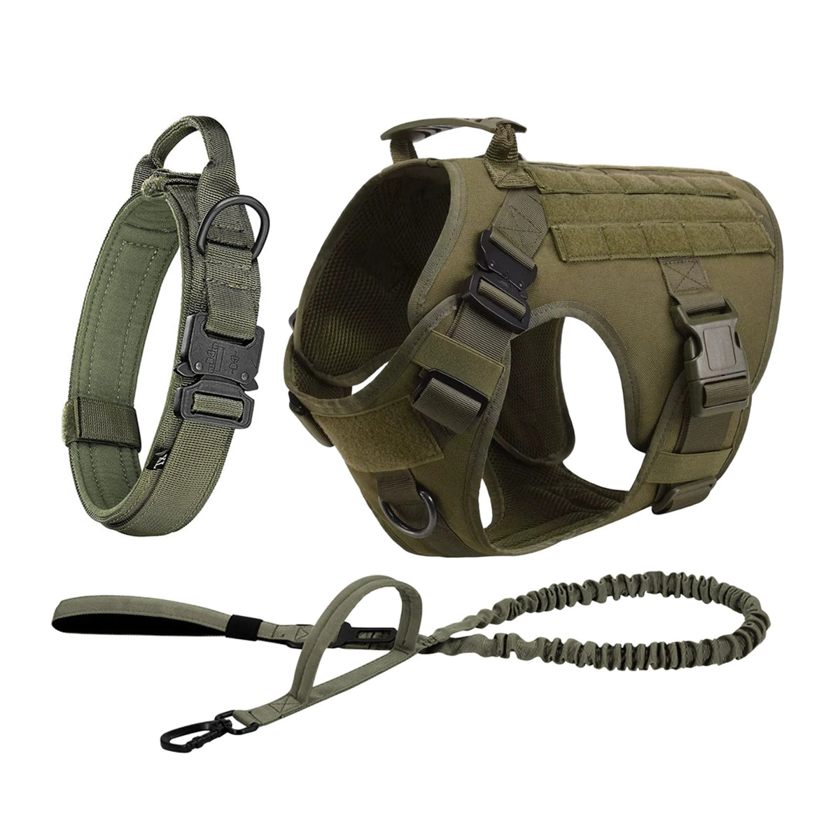 Tactical Nylon Dog Harness With Molle Pouches And Quick Release