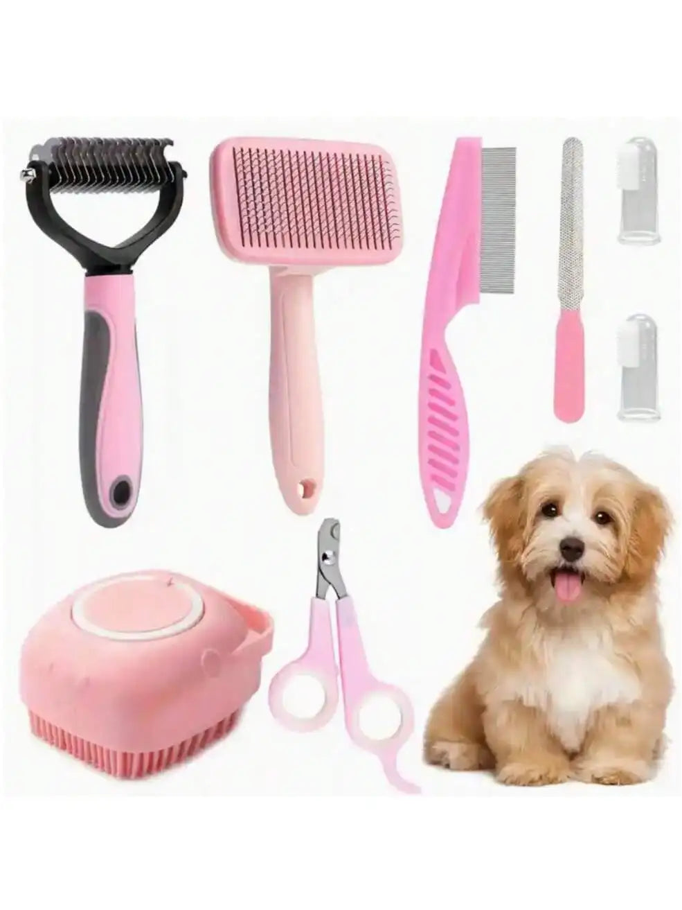 Complete Pet Grooming Kit With Nail Clippers And Brushes
