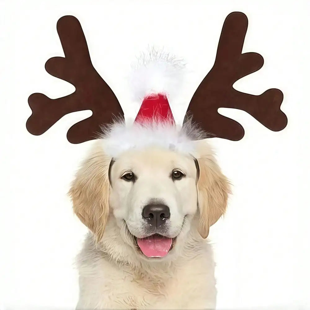 Halloween Ghost-Themed Pet Cape With Reindeer Antlers Headband Costume Set For Medium And Large Dogs Cosplay