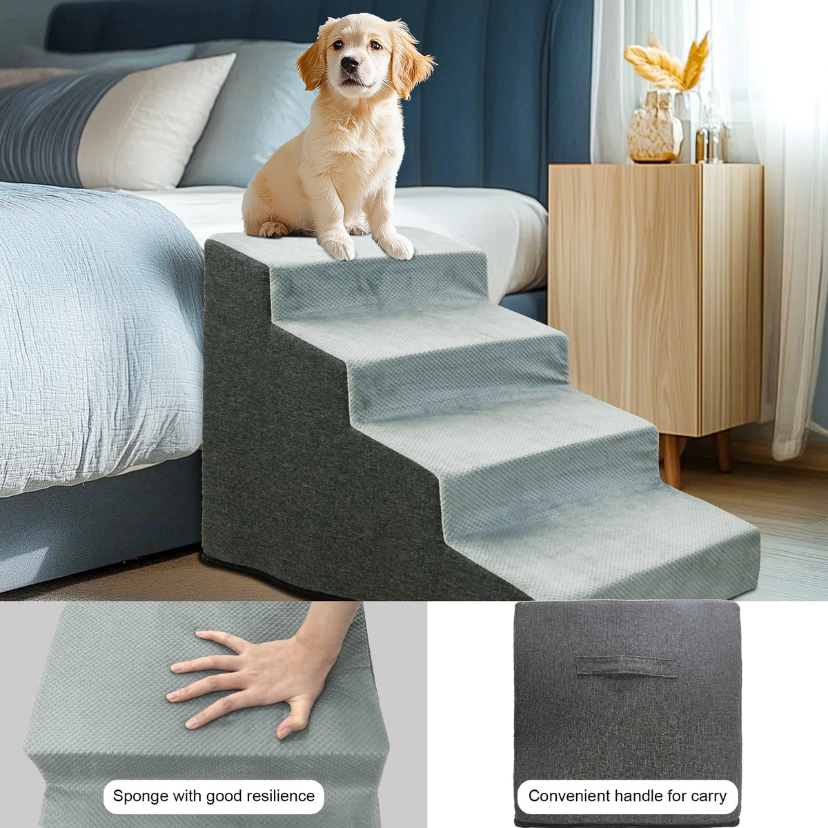 Dog Steps 3 To 5 Stairs Ramp With Non Slip