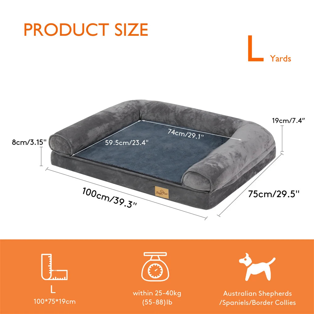 BORWART Orthopedic Memory Foam Dog Bed Removable Waterproof Plush Cover