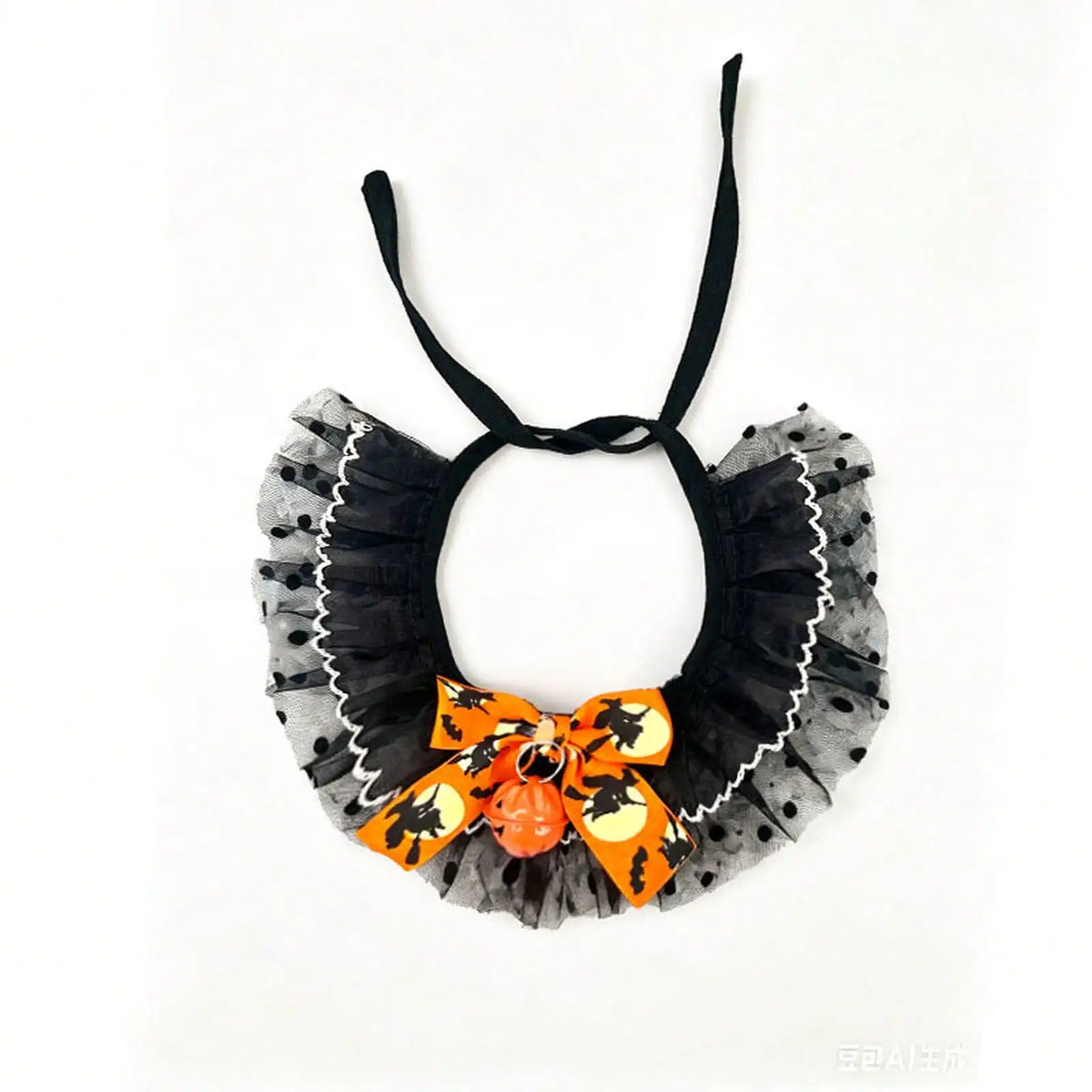 Halloween Pet Costume Set, Cat Dog Witch Hat And Pumpkin Lace Saliva Towel Collar, Adjustable Cute Neck Scarf Bandana
