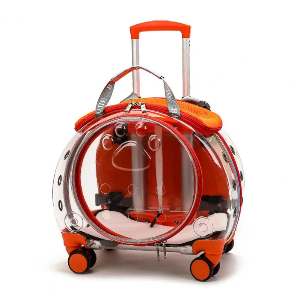 Pet Trolley Case, Clear Ventilation Holes Silent Wheels, Portable Cats Dogs Backpack Carrier for Outdoor Travel Use