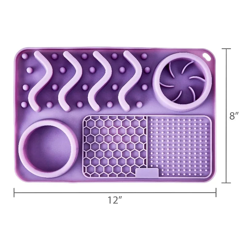 Silicone Slow Feeder Compartment Pet Mat, Purple, 12" x 8"