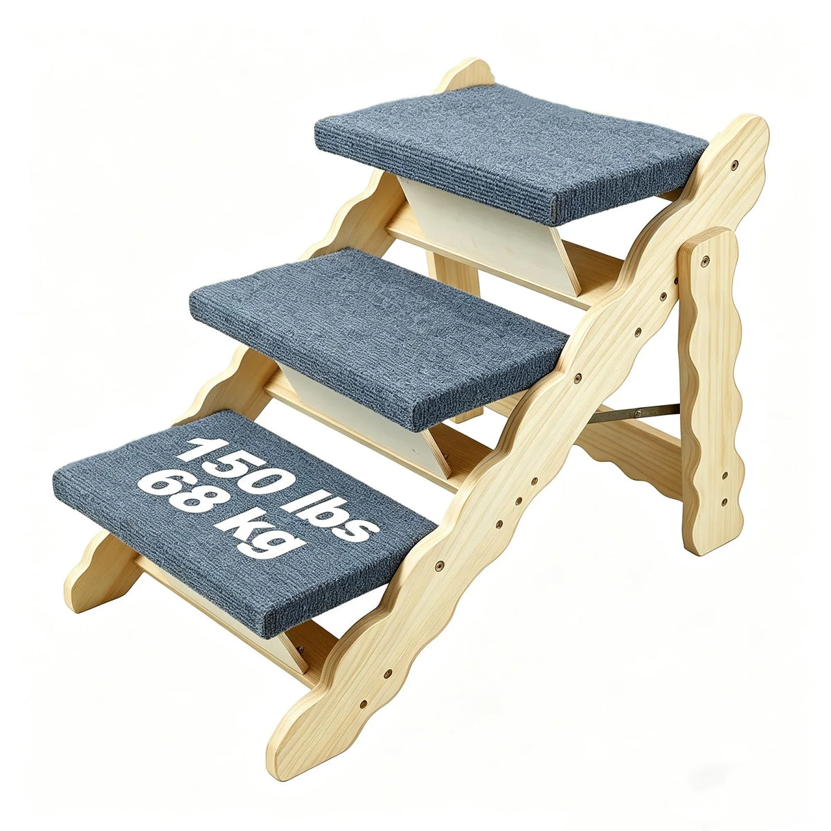 DishyKooker 2in1 Wooden Pet Stairs Folding Ramp
