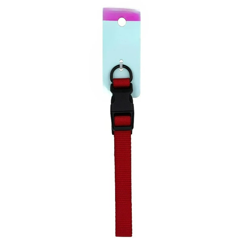 Solid Polyester Adjustable Dog Collar, Red, M