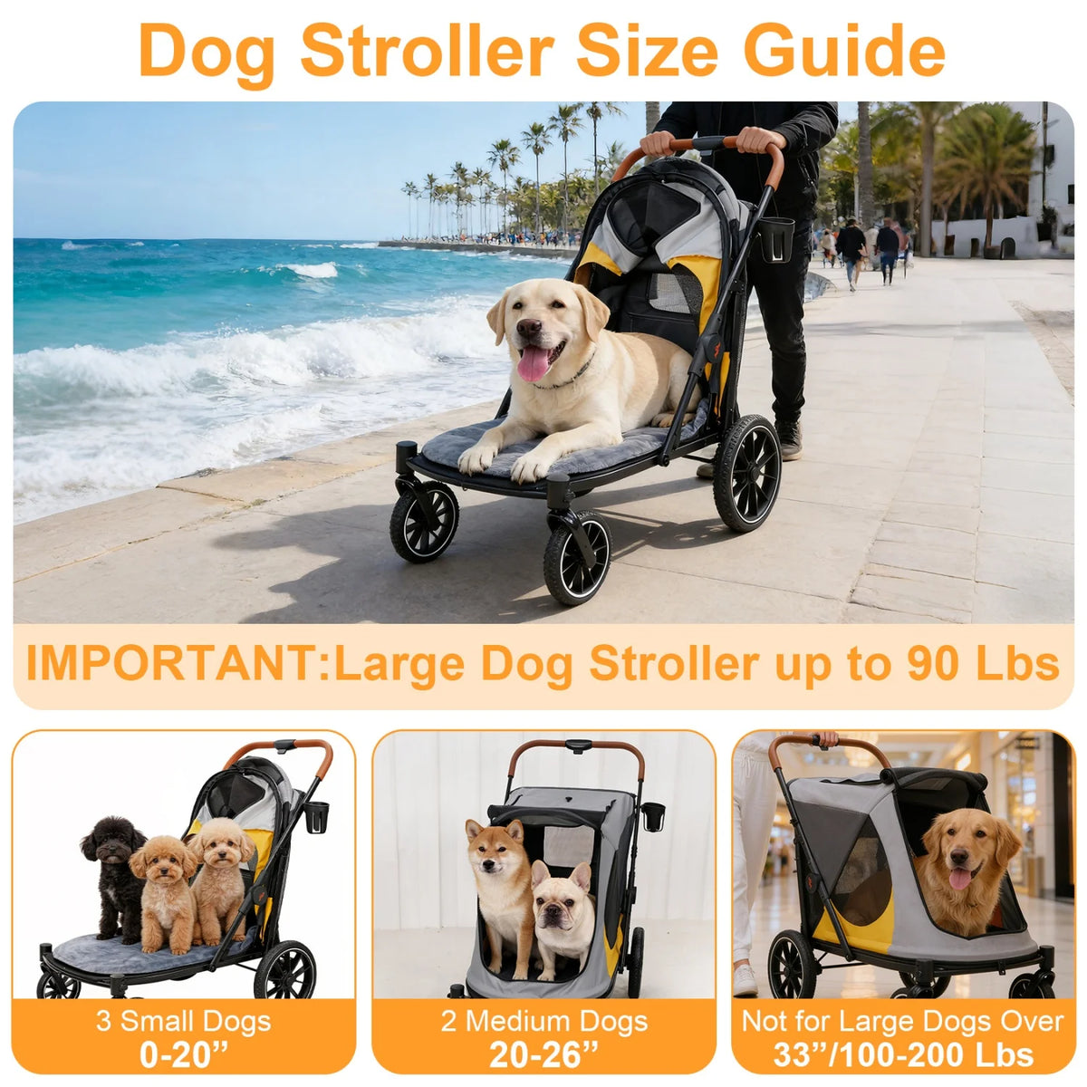 Dog Stroller for Large Dogs Folding Jogger With Storage