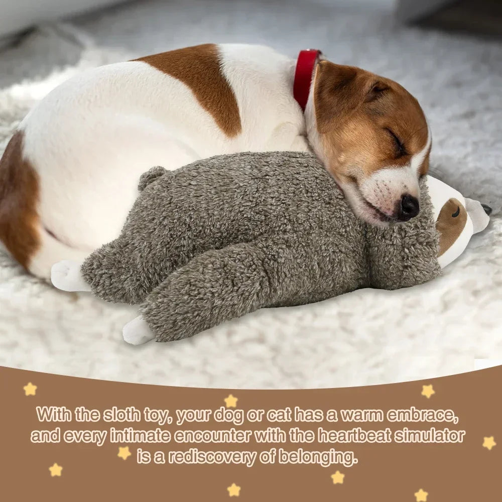 Dog Christmas Gift Sloth Plush Puppy Heartbeat Toy Calming Anxiety Relief Sleep Aid Crate Training Stocking Stuffer