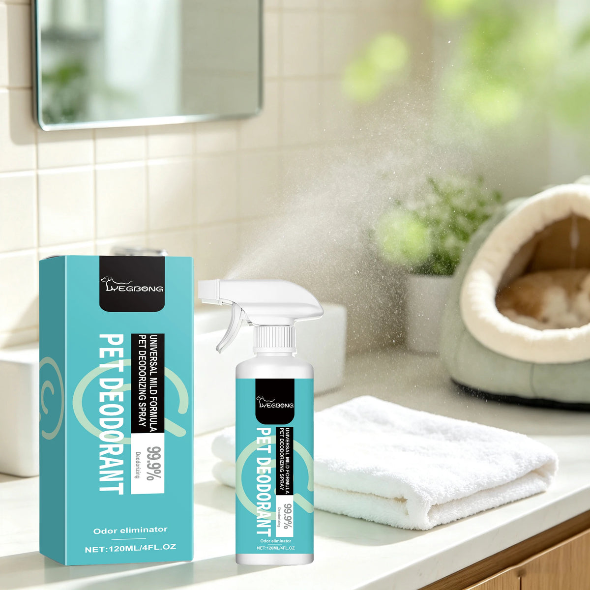 120ML Pet Deodorant Spray Gentle Formula Cleaning Hair Dirts Lasting Fresh Fragrance Eliminate Odors Promote Pet Health Pet Deodorizing Spray