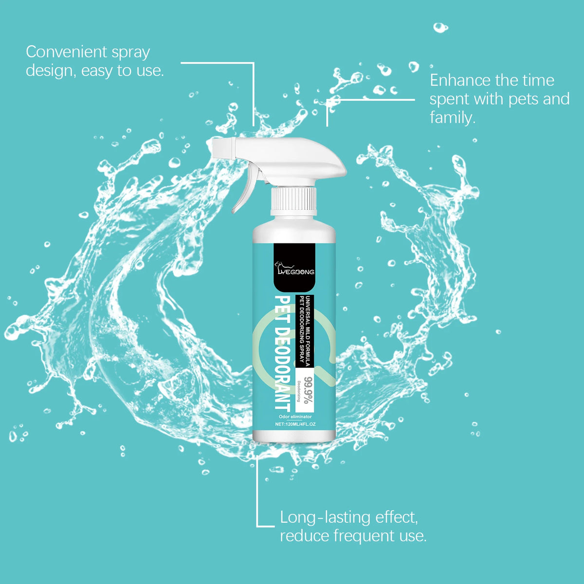 120ML Pet Deodorant Spray Gentle Formula Cleaning Hair Dirts Lasting Fresh Fragrance Eliminate Odors Promote Pet Health Pet Deodorizing Spray