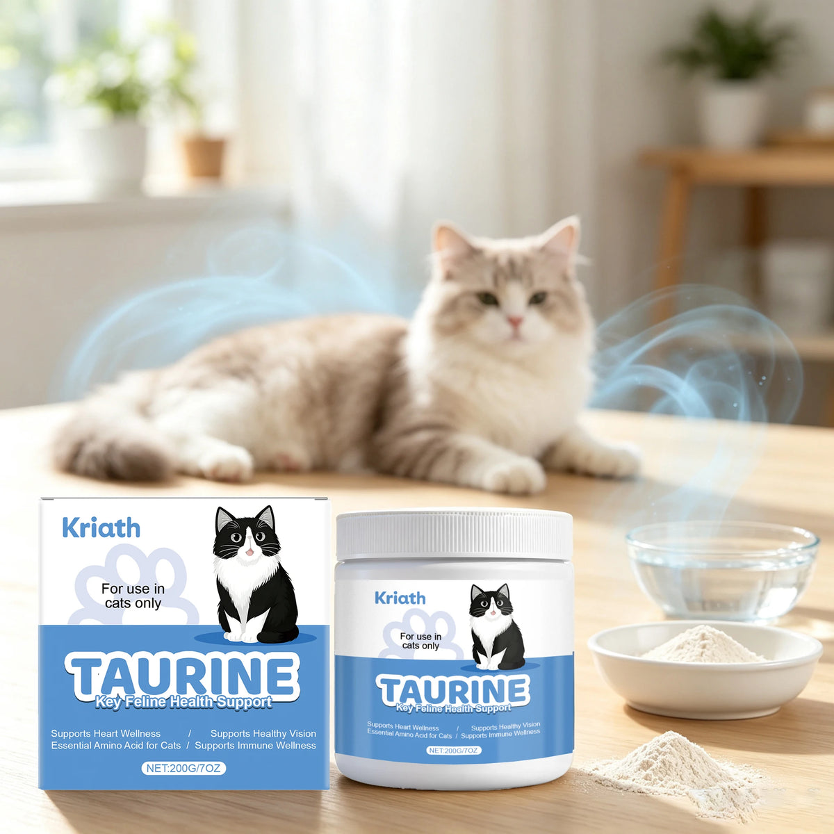 200g Cat Taurine Powder Natural Formula Rich Nutrients Relief Discomfort Promote Pet Health Maintain Pet Oral Mild Pet Taurine Powder for Dogs & Cats