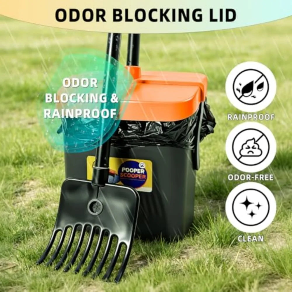 Long Handle Dog Pooper Scooper With Swivel Bin Rake