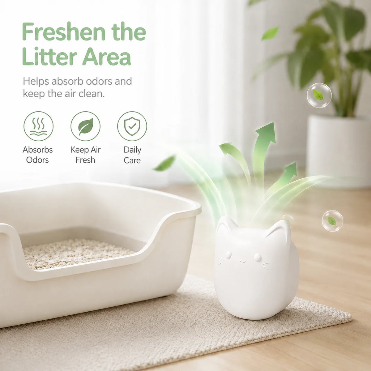 Cumrige Cat Litter Box Deodorizer Pods, 2 Pack Pet Safe Odor Control Fresheners,Cute Cat Shape ,Solid Deodorizing Freshener for Enclosed Automatic Cat Litter Box Cat Toilet