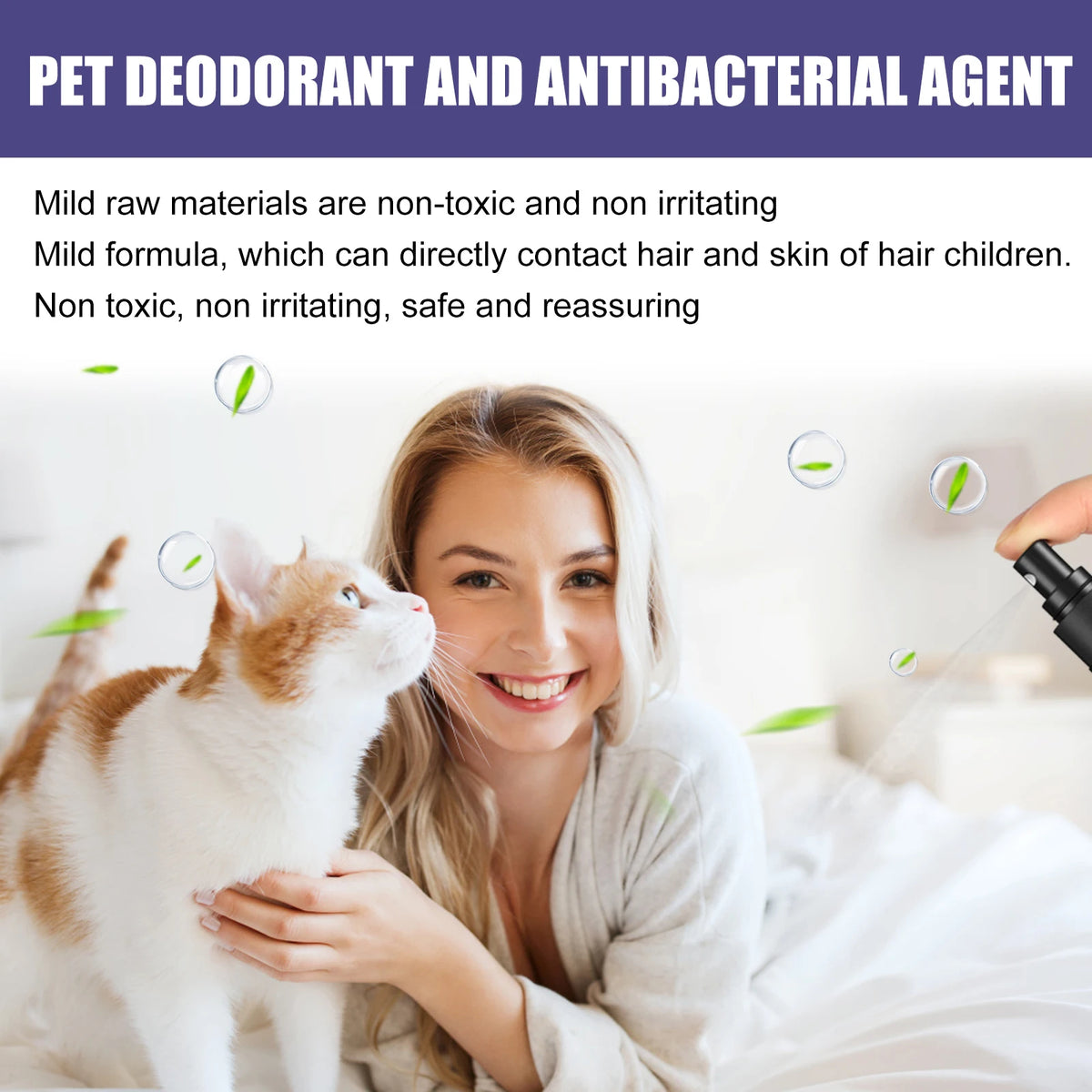 60ML Pet Deodorant Spray Moisturizing Skin Eliminate Bad Odors Non-irritating Lasting Fresh Fragrance Soothing Discomfort Pet Skin Care Spray