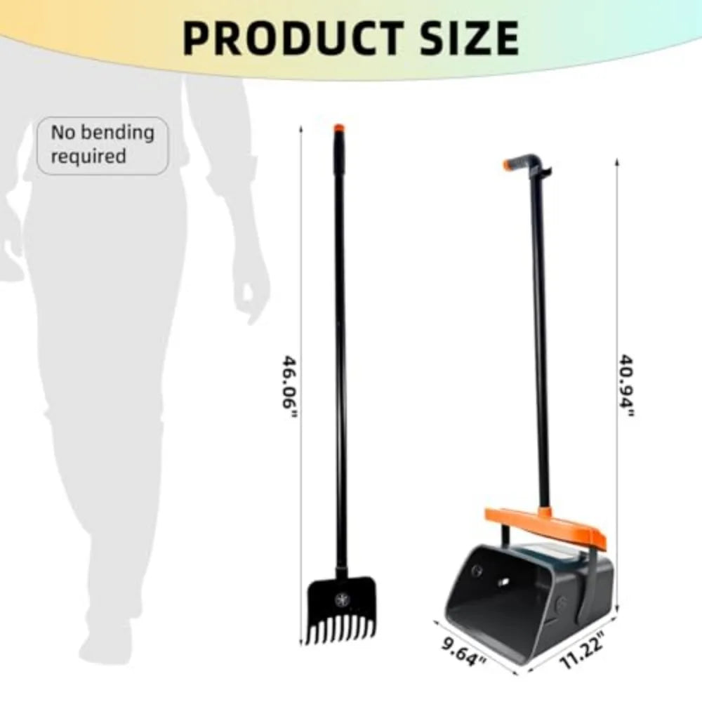 Long Handle Dog Pooper Scooper With Swivel Bin Rake