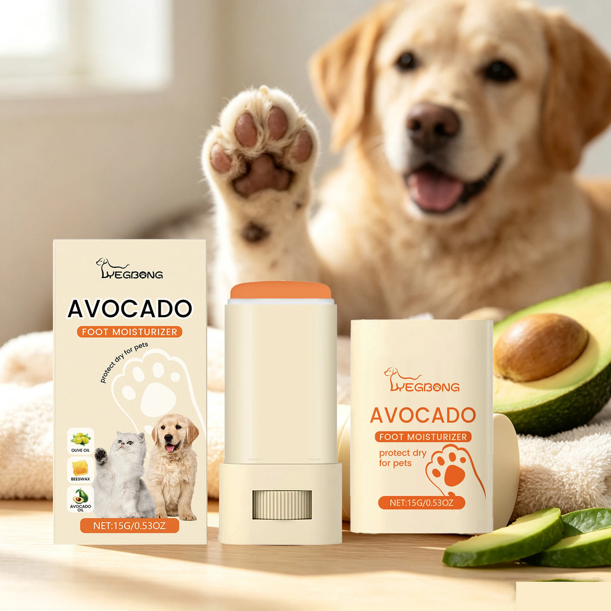 15G Avocado Oil Pet Paw Care Balm Deep Moisturizing Nourishing Protective Anti-chapping Prevent Dryness Non-greasy Enhance Gloss Pet Paw Balm for Cats & Dogs