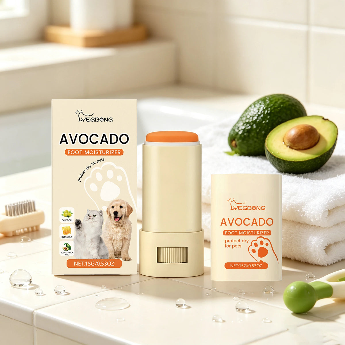 15G Avocado Oil Pet Paw Care Balm Deep Moisturizing Nourishing Protective Anti-chapping Prevent Dryness Non-greasy Enhance Gloss Pet Paw Balm for Cats & Dogs