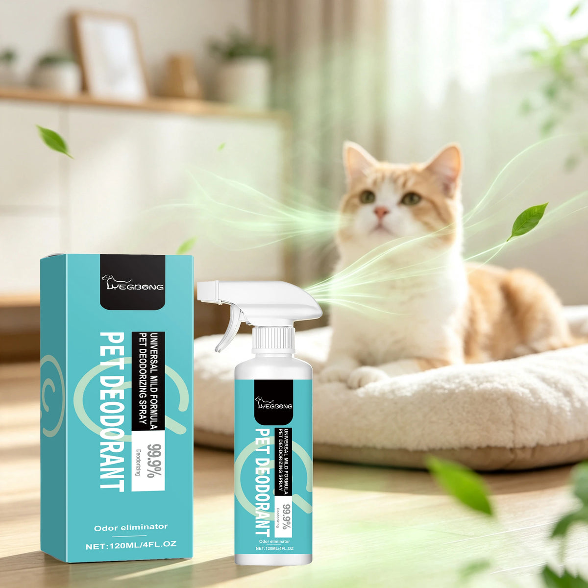 120ML Pet Deodorant Spray Gentle Formula Cleaning Hair Dirts Lasting Fresh Fragrance Eliminate Odors Promote Pet Health Pet Deodorizing Spray