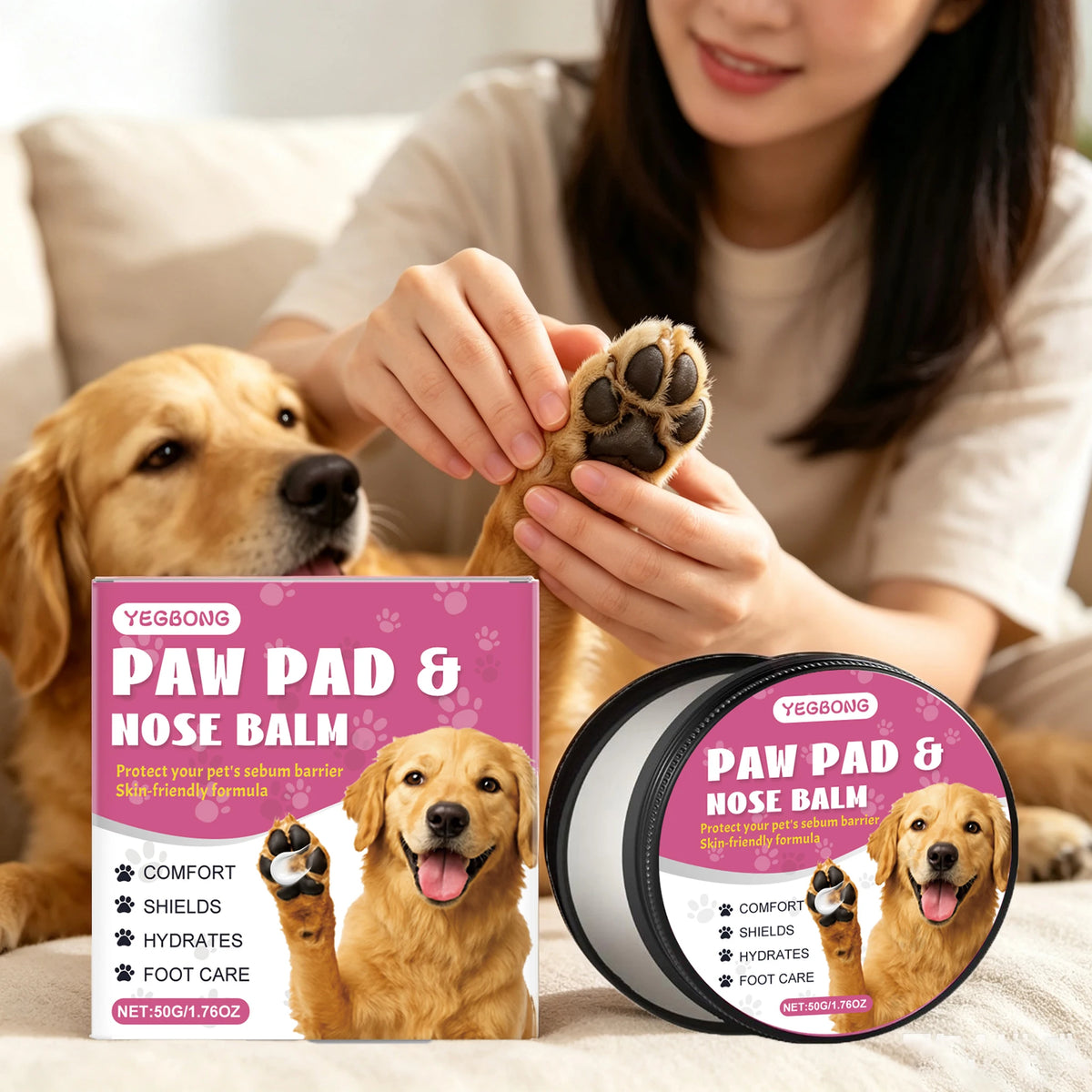50g Pet Paw Care Balm Gentle Moisturizing Enhance Smoothness Nourishing Anti-chapping Relief Discomfort Daily Massage Maintain Pet Paw Pad Balm