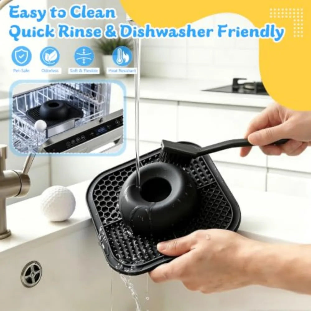 Interactive Slow Feeder Dog Bowl With Rolling Ball Lick Mat