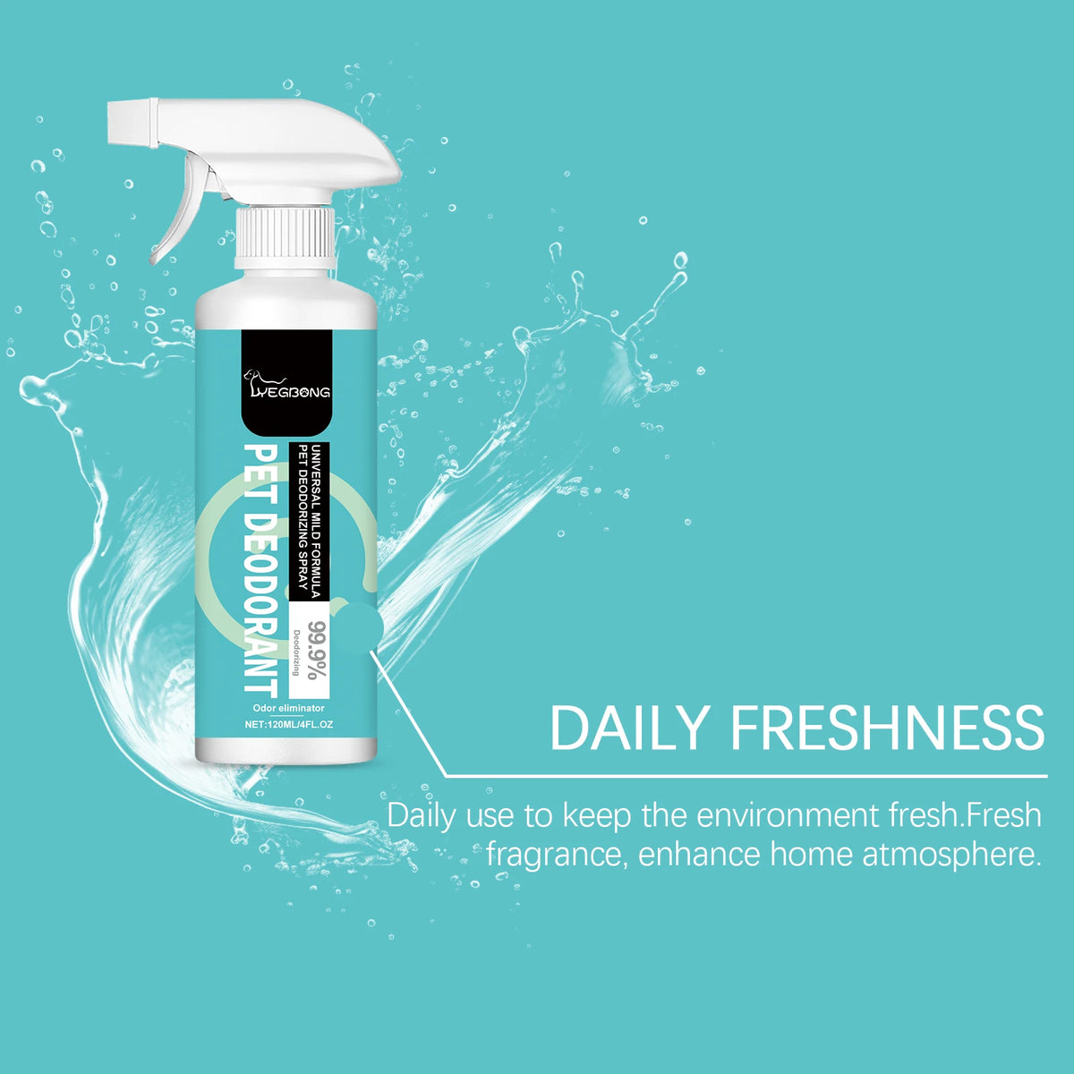120ML Pet Deodorant Spray Gentle Formula Cleaning Hair Dirts Lasting Fresh Fragrance Eliminate Odors Promote Pet Health Pet Deodorizing Spray
