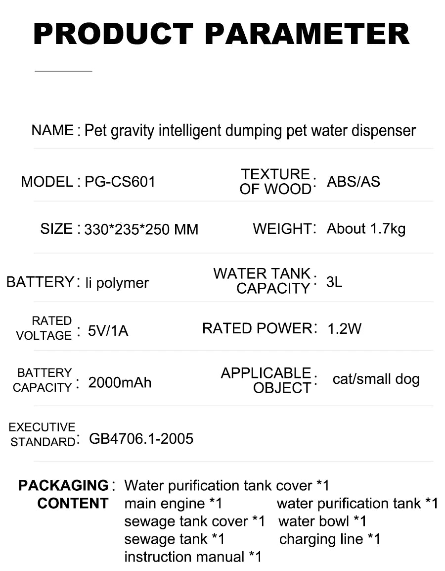 Automatic Stainless Steel Wireless Pet Water Dispenser