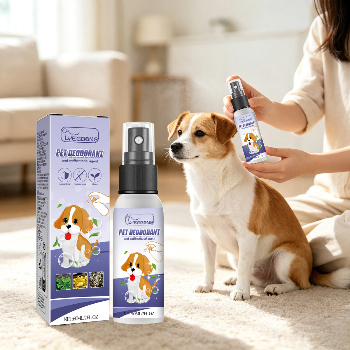 60ML Pet Deodorant Spray Moisturizing Skin Eliminate Bad Odors Non-irritating Lasting Fresh Fragrance Soothing Discomfort Pet Skin Care Spray