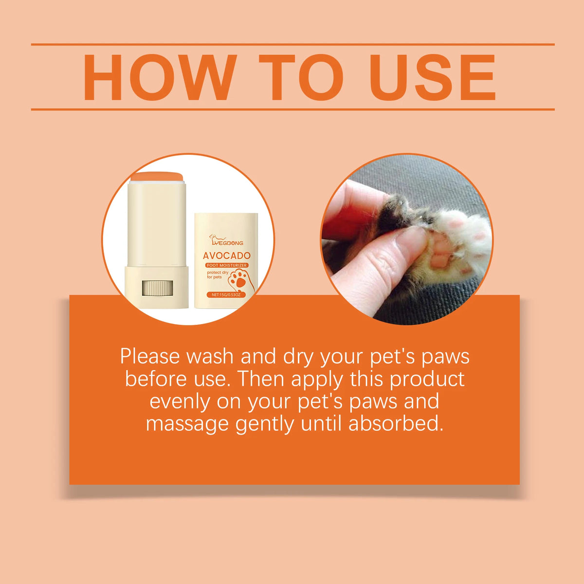 15G Avocado Oil Pet Paw Care Balm Deep Moisturizing Nourishing Protective Anti-chapping Prevent Dryness Non-greasy Enhance Gloss Pet Paw Balm for Cats & Dogs