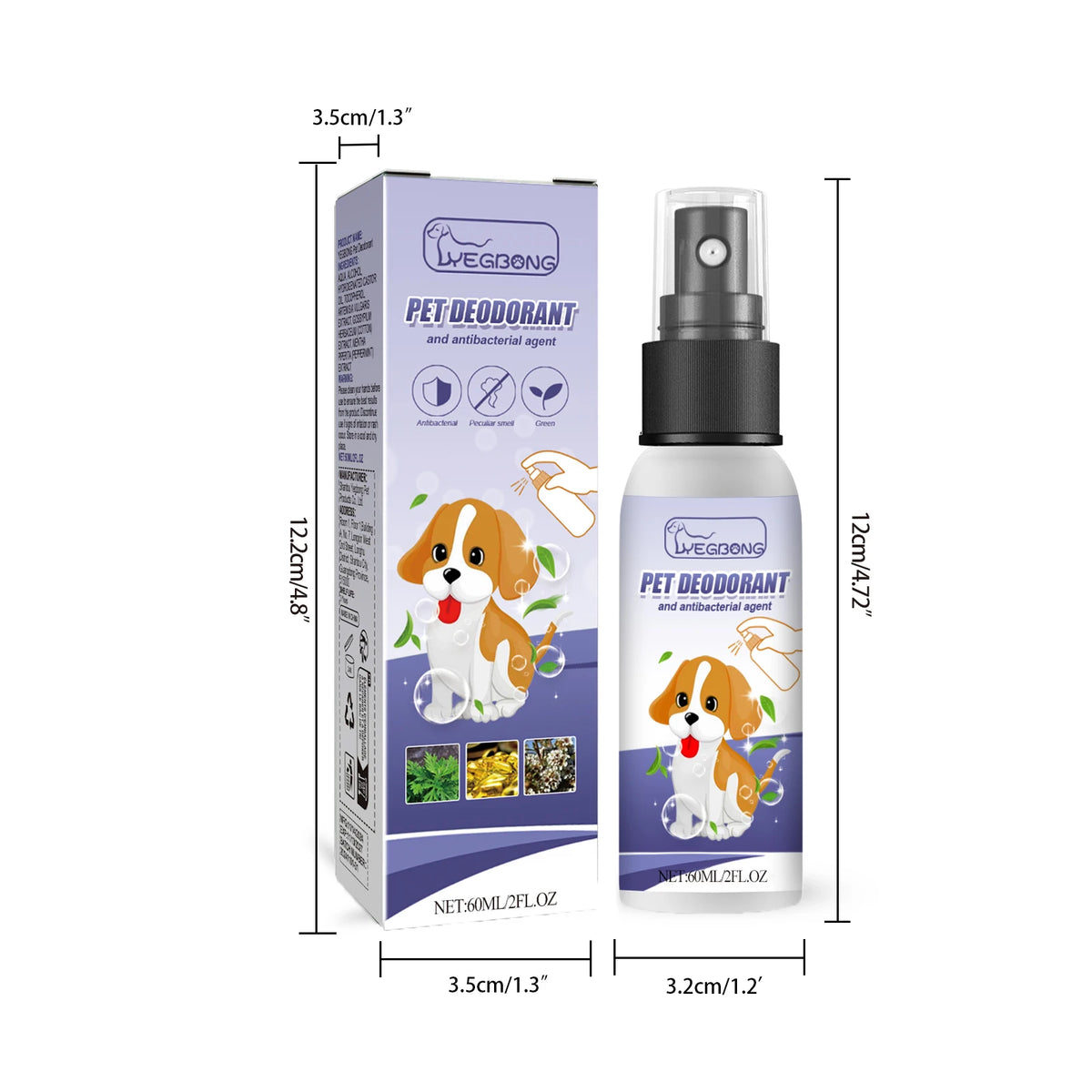 60ML Pet Deodorant Spray Moisturizing Skin Eliminate Bad Odors Non-irritating Lasting Fresh Fragrance Soothing Discomfort Pet Skin Care Spray