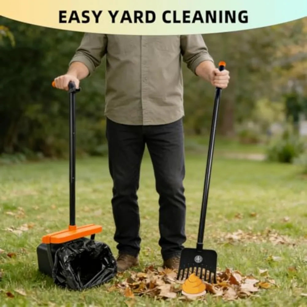 Long Handle Dog Pooper Scooper With Swivel Bin Rake