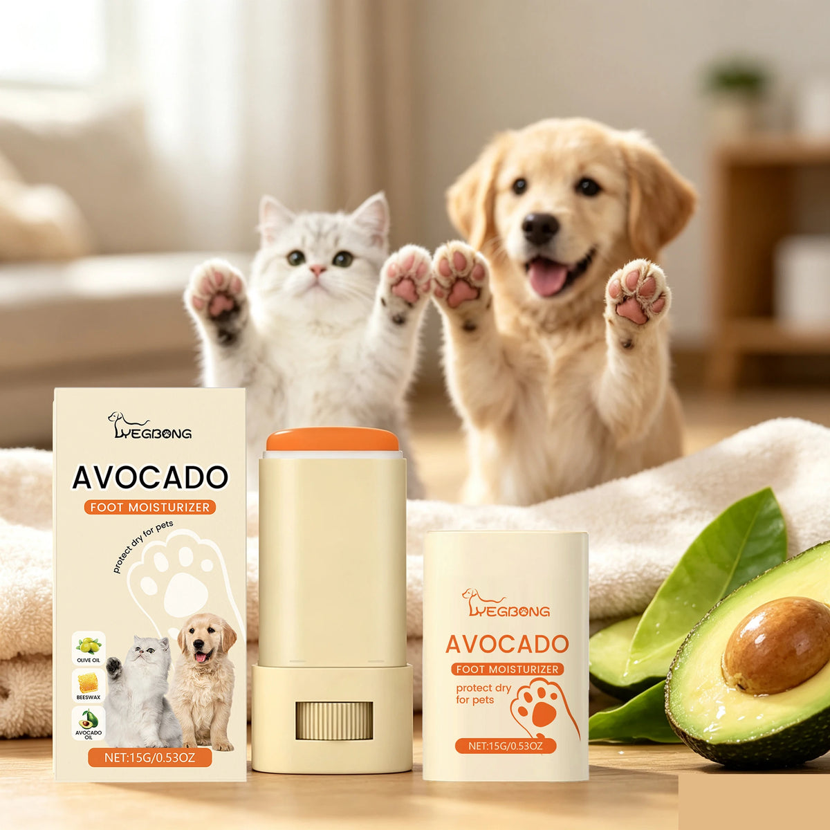 15G Avocado Oil Pet Paw Care Balm Deep Moisturizing Nourishing Protective Anti-chapping Prevent Dryness Non-greasy Enhance Gloss Pet Paw Balm for Cats & Dogs