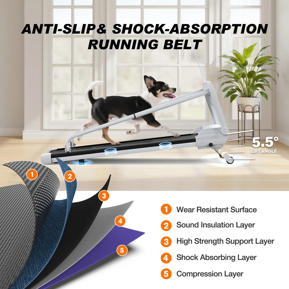 New Quiet Smart Pet Treadmill, Adjustable Speed, 2.5HP Powerful Motor, Foldable Space Saving Design, Indoor Dog Exercise Machine for Small Medium Dogs Home Fitness Training