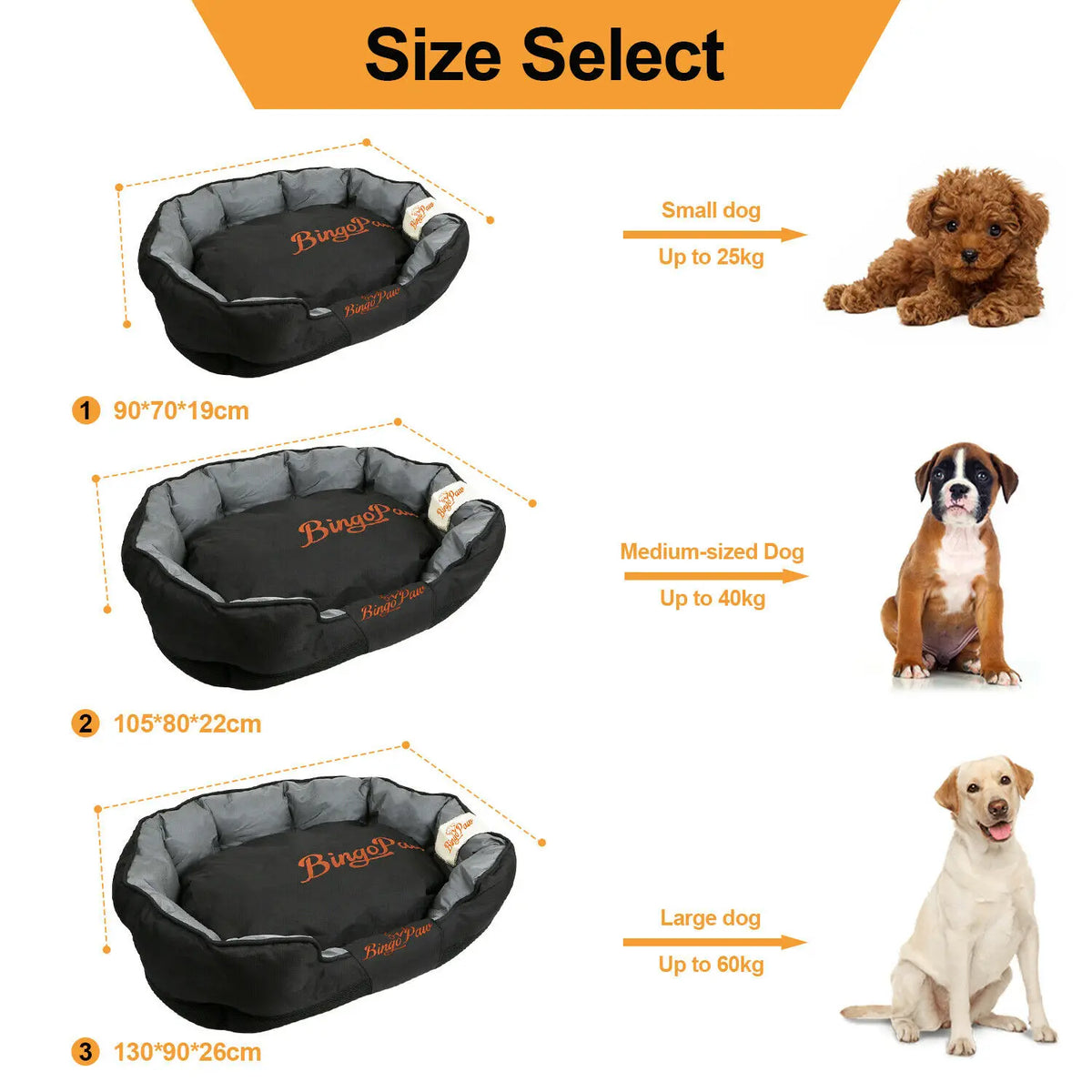 BINGOPAW Waterproof Orthopedic Dog Bed For Pets