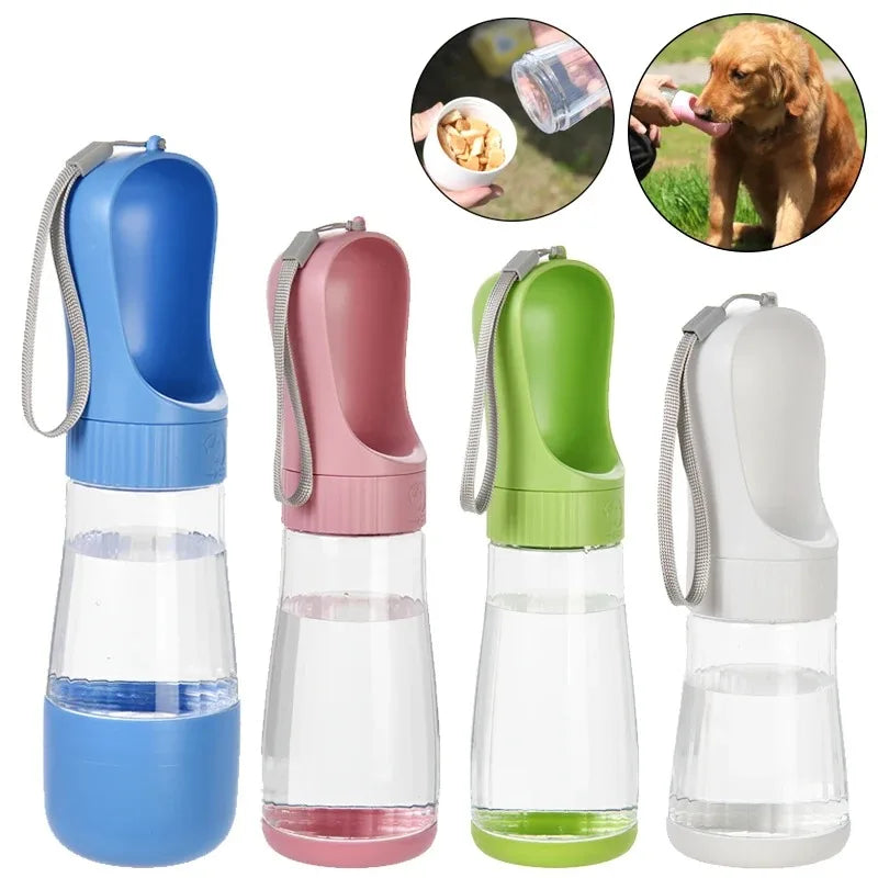 Portable Two In One Glass Pet Water Bottle And Feeder