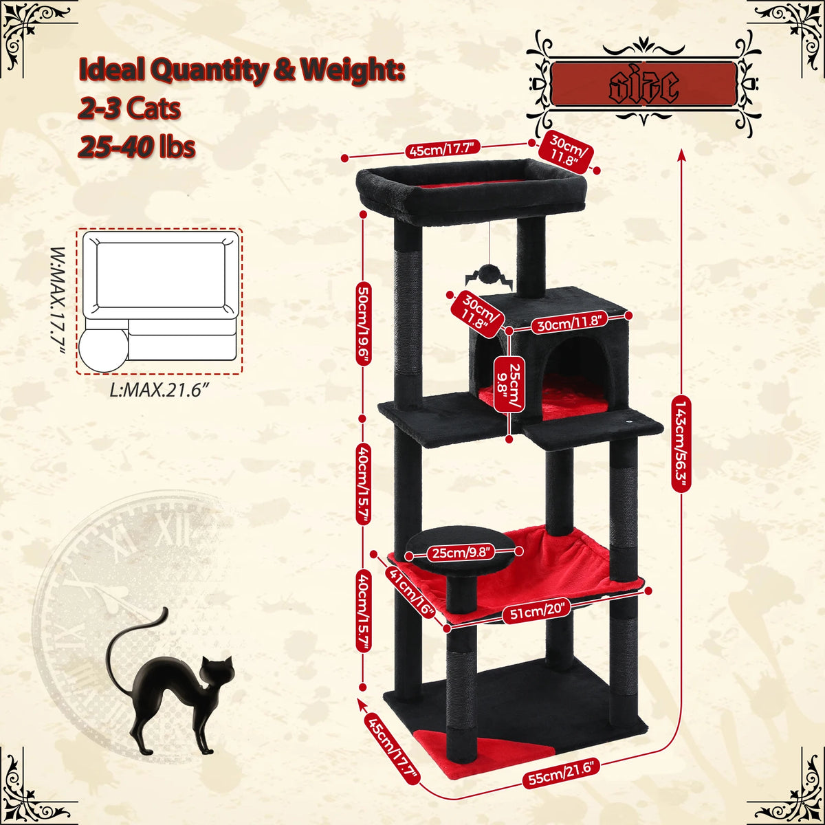 PAWZ Road Gothic Cat Tree Indoor Tall Tower With Hammock