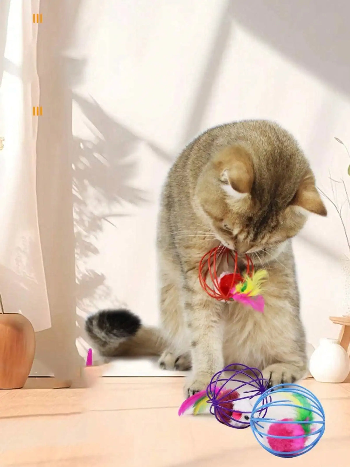 Interactive Fleece Cat Toy Set With Rolling Balls And Mice