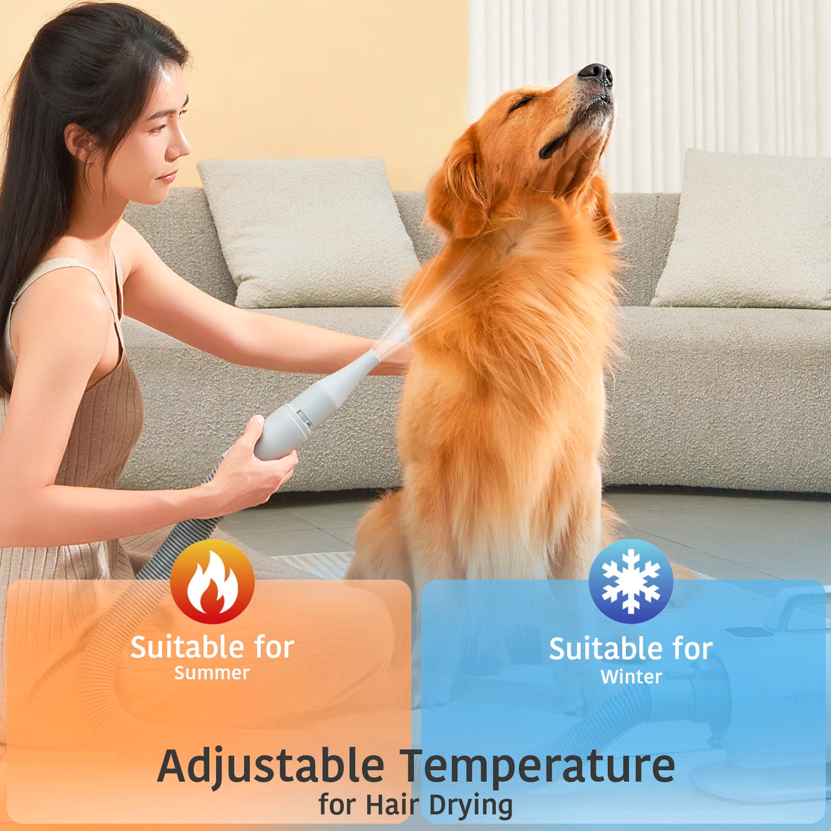 Dog Grooming Kit with Dryer & Pet Grooming Hair Vacuum 15500Pa Low Noise with LED Display Adjust Temperature & Speed Control