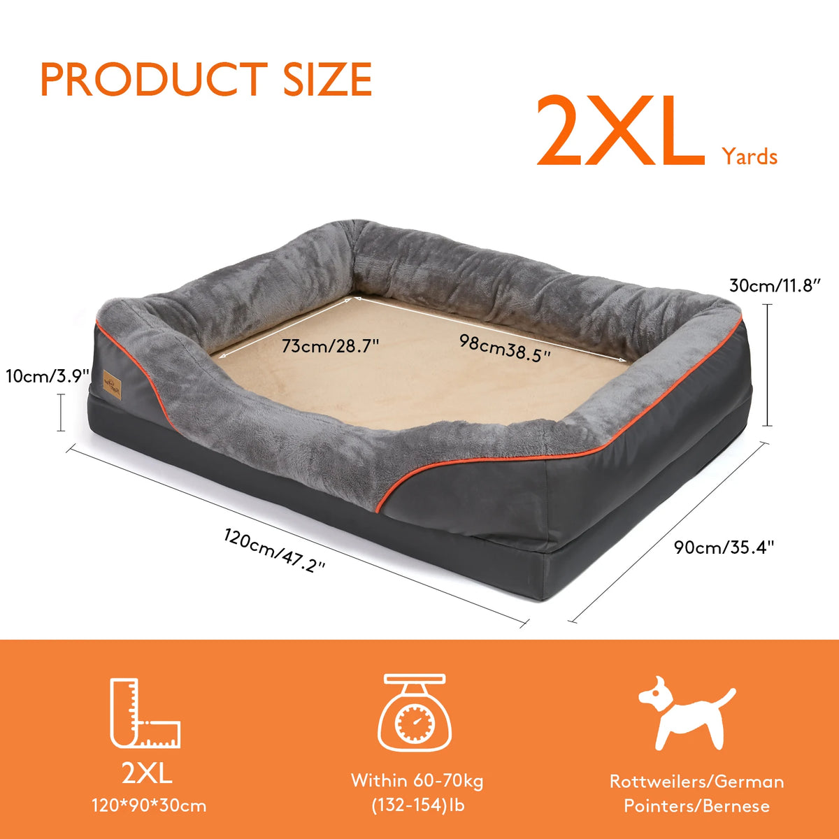 Borwart Orthopedic Dog Bed With Memory Foam Removable Cover