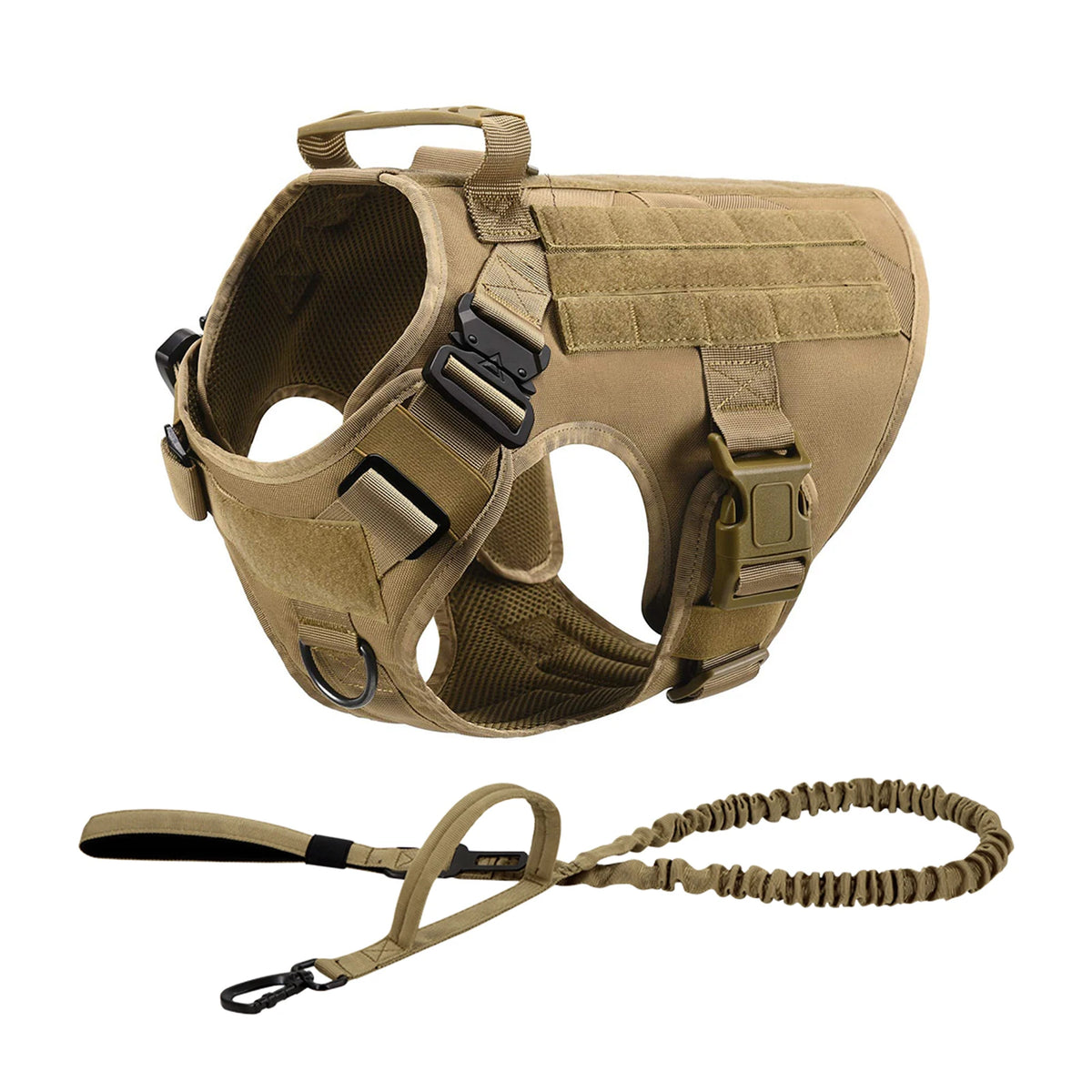 Tactical Nylon Dog Harness With Molle Pouches And Quick Release