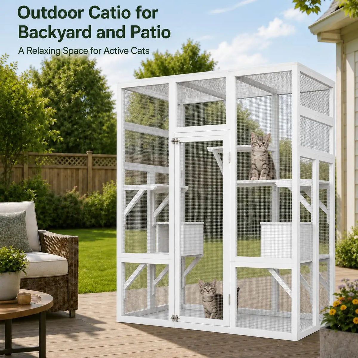 HiMISS Large Wooden Outdoor Catio With UV Roof