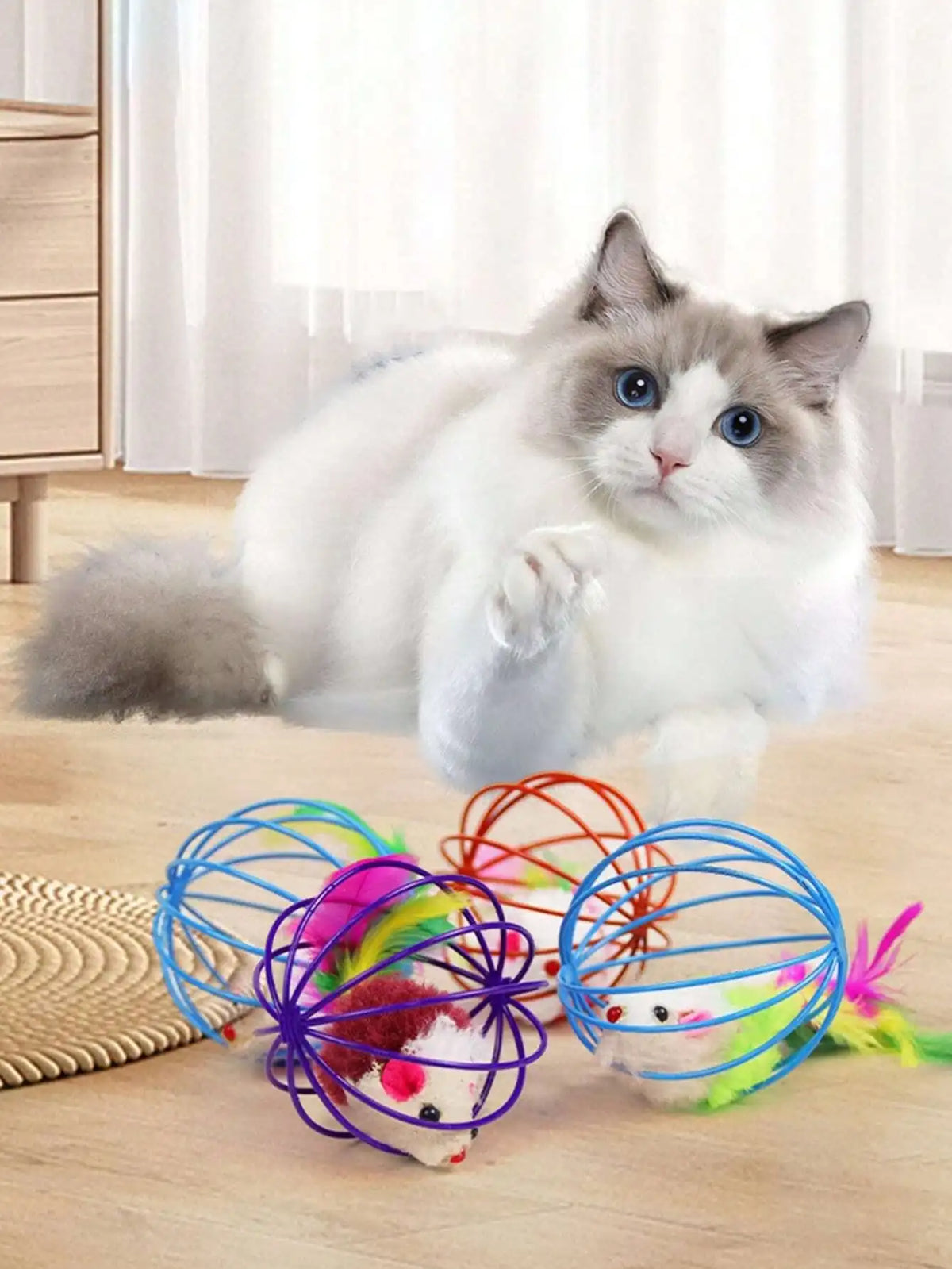 Interactive Fleece Cat Toy Set With Rolling Balls And Mice