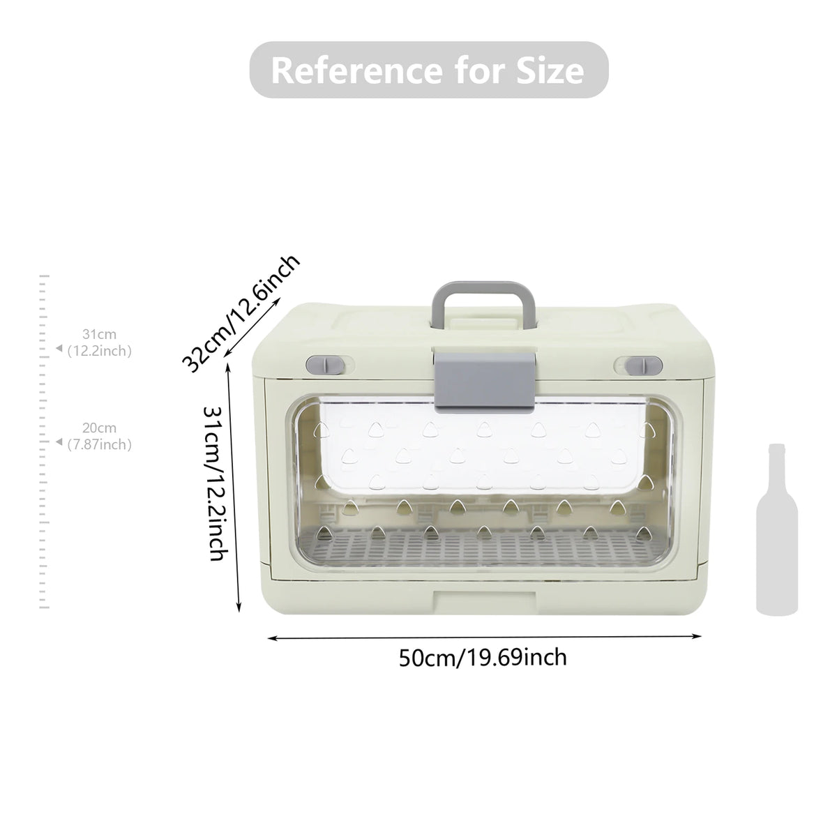 Light Green Foldable Pet Carrier, Hard PP Iron Portable Pet Cage with Breathable Holes & Clear View,  50*32*31cm/19.69*12.6*12.2in Unfolded, Internal Load 20kg/44.09lbs, for Cats Small Dogs Travel