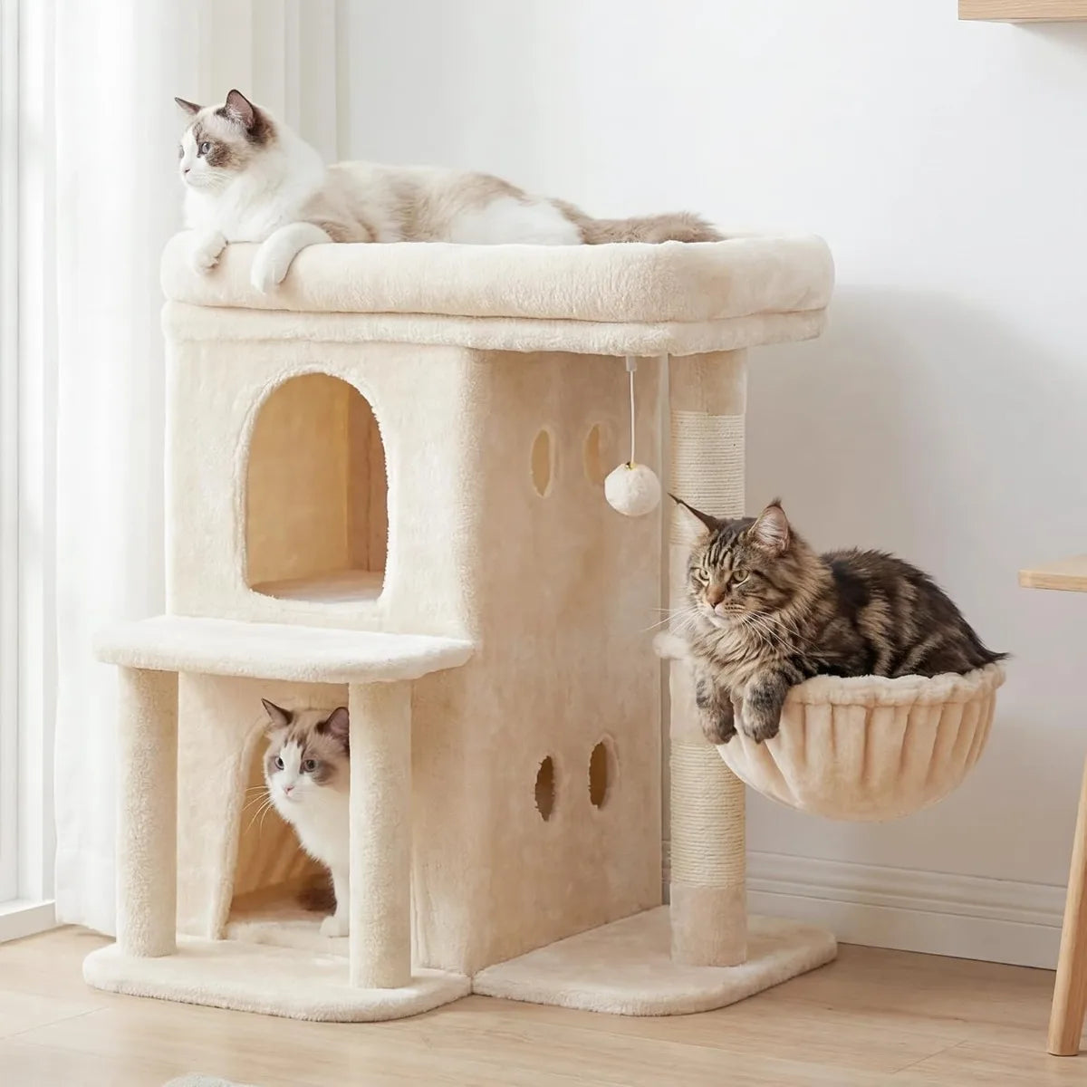 NBVCX Cat Tree For Large Cats With Dual Condos