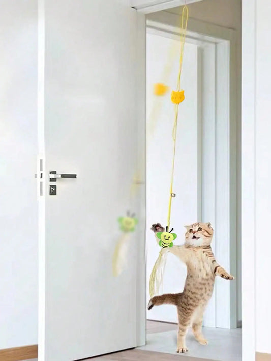 Hanging Bee Fleece Cat Teaser Toy For Indoor Cats