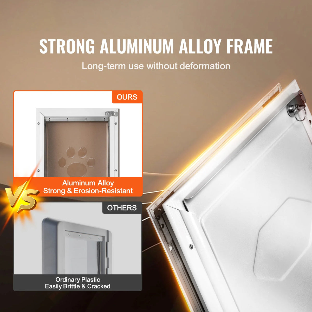 Pet Door Aluminum Frame With Lock And Flap Weatherproof