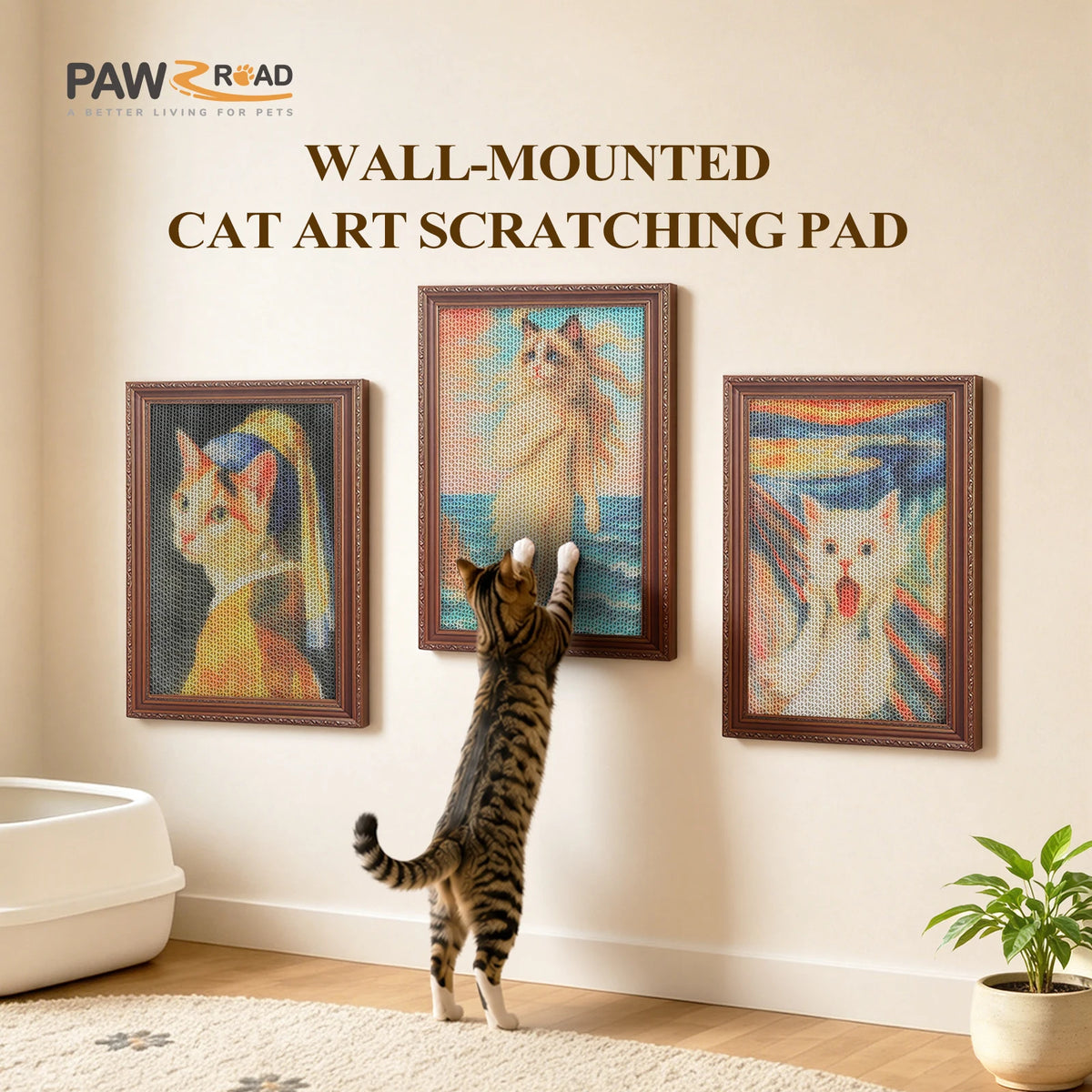 Pawz Road 3 Pack Wall Cardboard Cat Scratcher