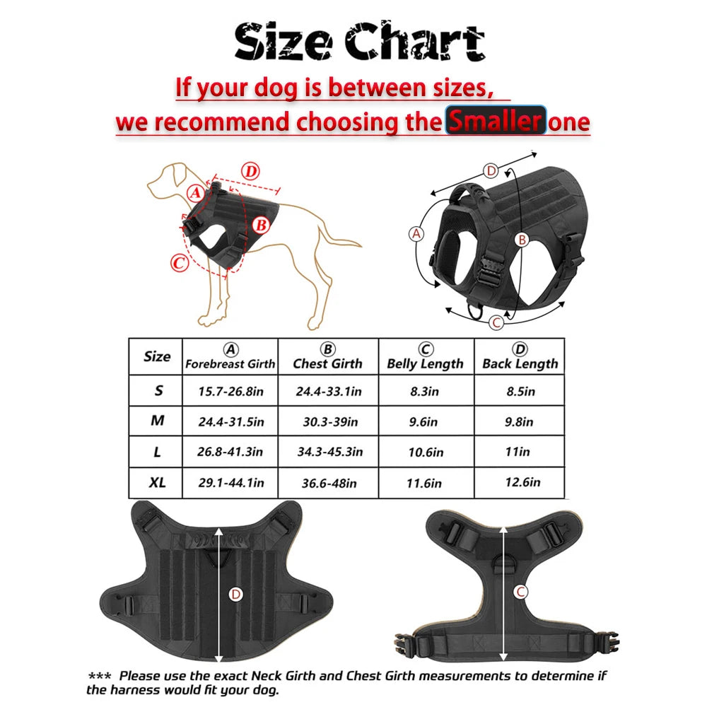 Tactical Nylon Dog Harness With Molle Pouches And Quick Release