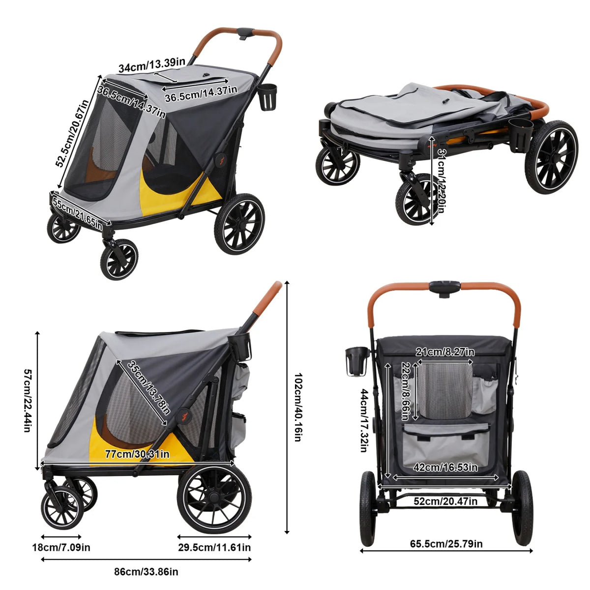Dog Stroller for Large Dogs Folding Jogger With Storage