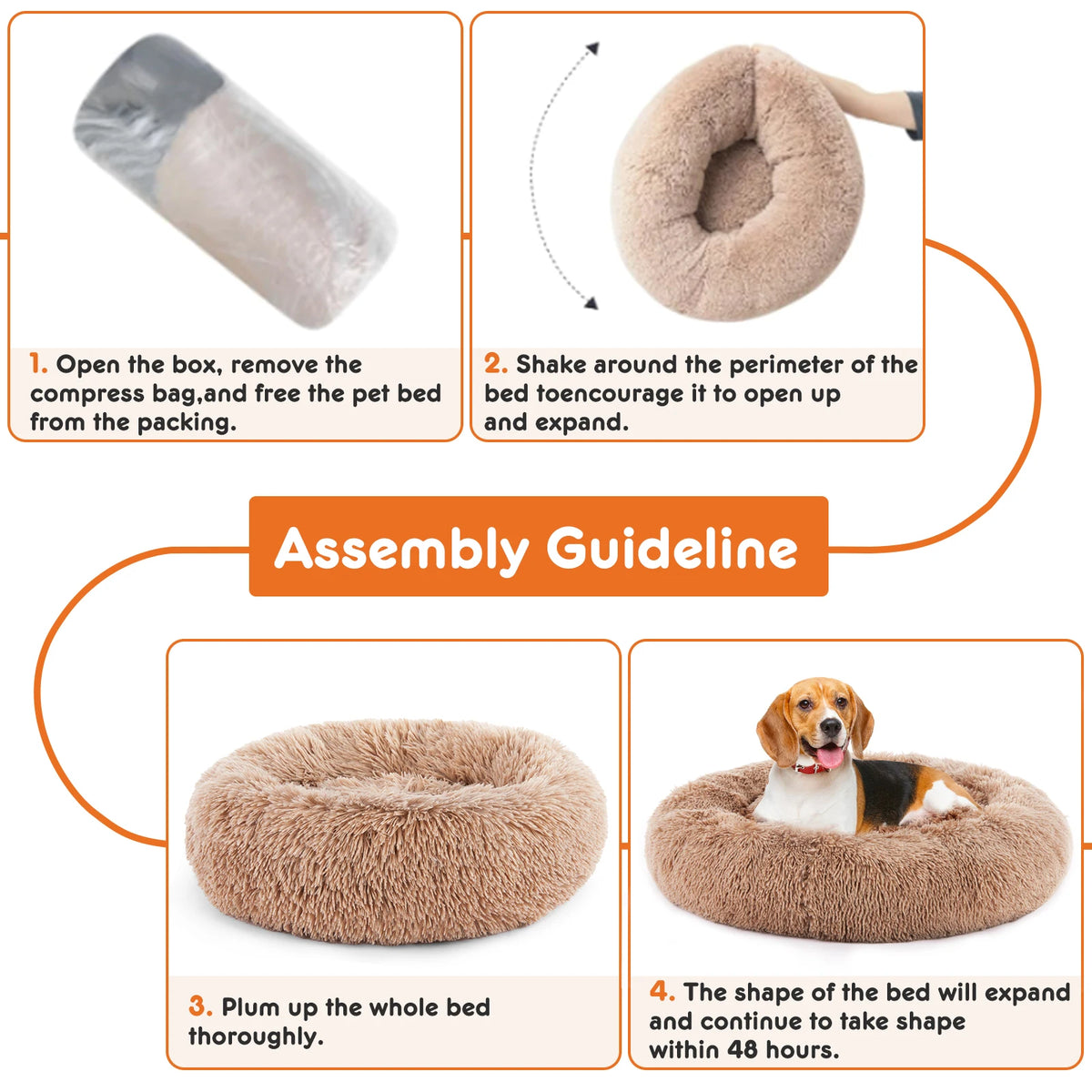 JHK Calming Dog Bed Washable Plush Fleece For Dogs